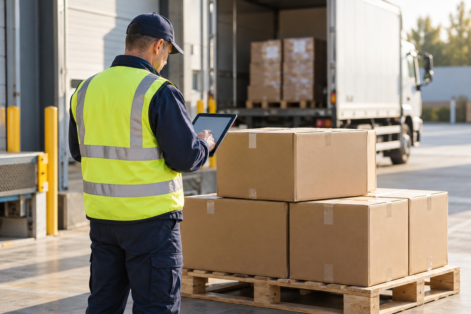 Illustrative delivery documentation at a commercial loading area